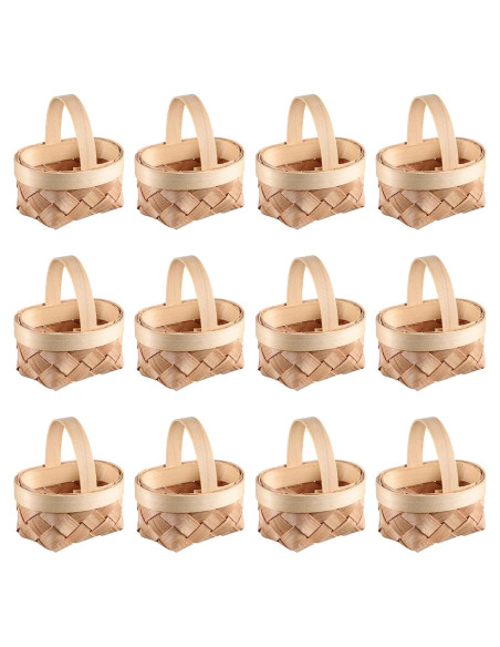 Mini Cestas de Madera Yardwe 12 Piezas 6x5 cm Decoración Mini Cestas de Madera Yardwe 12 Piezas 6x5 cm Decoración