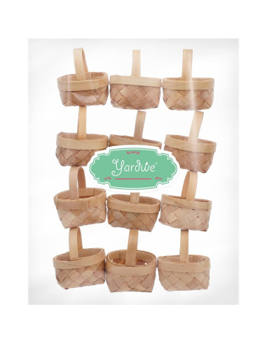 Mini Cestas de Madera Yardwe 12 Piezas 6x5 cm Decoración