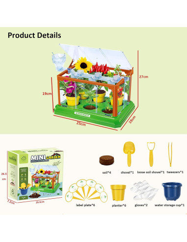 Kit de Jardinería para Niños EXBEPE Invernadero 27x25cm