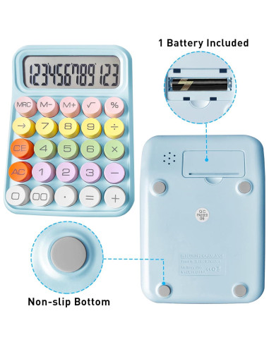 Calculadora LCD 12 Dígitos Highwell Azul con Teclas Grandes