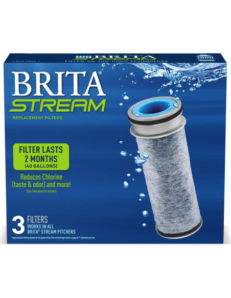 Filtro de agua Brita Stream 3 piezas, elimina cloro y impurezas Filtro de agua Brita Stream 3 piezas, elimina cloro y impurezas