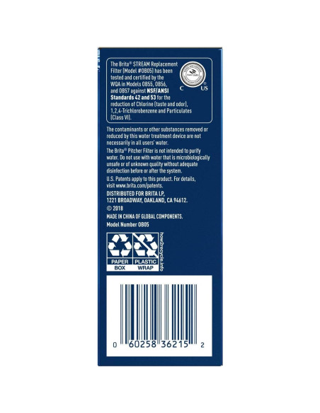 Filtro de agua Brita Stream 3 piezas, elimina cloro y impurezas Filtro de agua Brita Stream 3 piezas, elimina cloro y impurezas