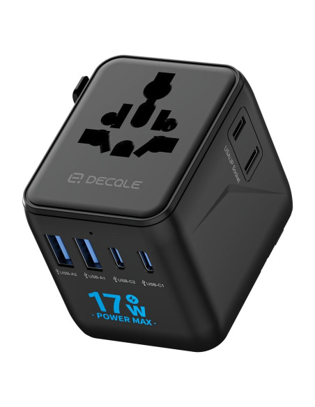 Adaptador de Viaje Universal Dongguan 17W 4 Puertos USB Negro Adaptador de Viaje Universal Dongguan 17W 4 Puertos USB Negro