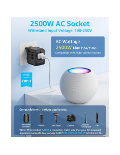 Adaptador de Viaje Universal Dongguan 17W 4 Puertos USB Negro 2