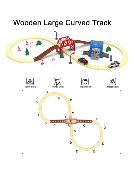 Juego de tren de madera May & Z 52 piezas para niños Juego de tren de madera May & Z 52 piezas para niños
