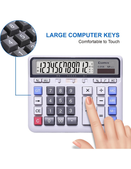 Calculadora de Escritorio Comix C-2135 Solar 12 Dígitos LCD Calculadora de Escritorio Comix C-2135 Solar 12 Dígitos LCD