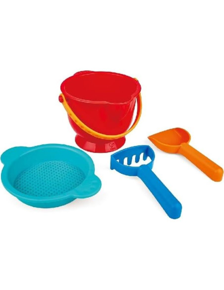 Conjunto de Juguetes de Arena Hape Beach Basics - Cubo, Pala, Rastrillo y Tamiz Conjunto de Juguetes de Arena Hape Beach Basics - Cubo, Pala, Rastrillo y Tamiz