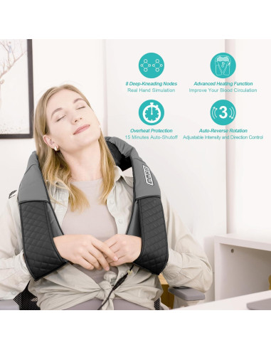 Masajeador de Cuello Medcursor LY-580A, Shiatsu Eléctrico con Calor