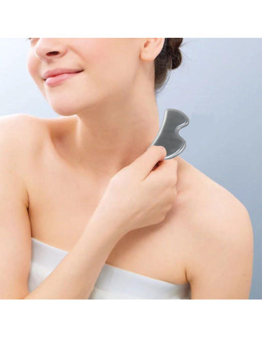 Herramienta de Masaje Gua Sha STICKON Acero Inoxidable 13x8cm