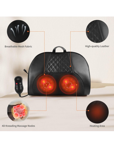 Masajeador Inalámbrico Admbm Shiatsu con Calor 37x27cm