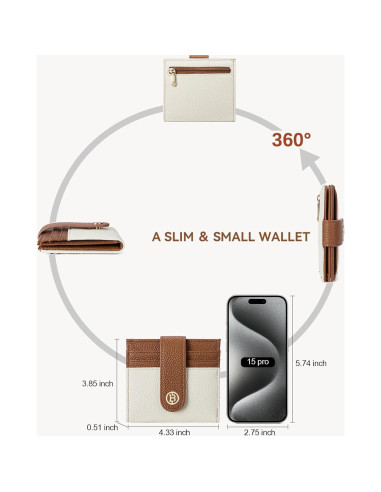 Cartera BOSTANTEN Slim para Mujeres con Bloqueo RFID Beige