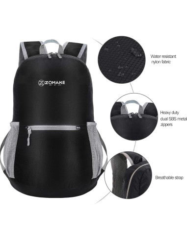 Mochila de Senderismo Plegable ZOMAKE 20L Resistente al Agua