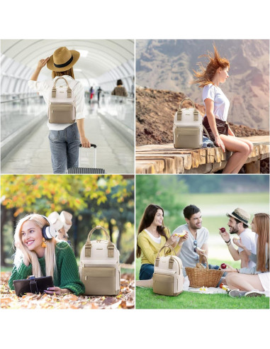 Mochila Mini LOVEVOOK Impermeable con Puerto USB 11" Caqui