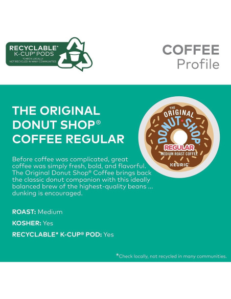 Café Donut Shop Regular K-Cup Pods 96 unidades Tueste Medio Café Donut Shop Regular K-Cup Pods 96 unidades Tueste Medio