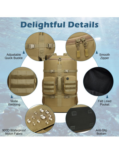 Mochila de Buceo SLINRKE 65L para Equipos de Snorkel