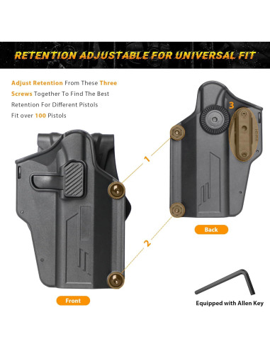 Funda OWB Universal Cavebear para 100+ Pistolas - Ajustable