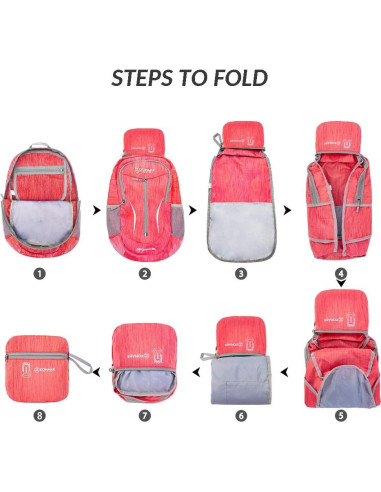 Mochila Plegable ZOMAKE 25L Resistente al Agua Roja