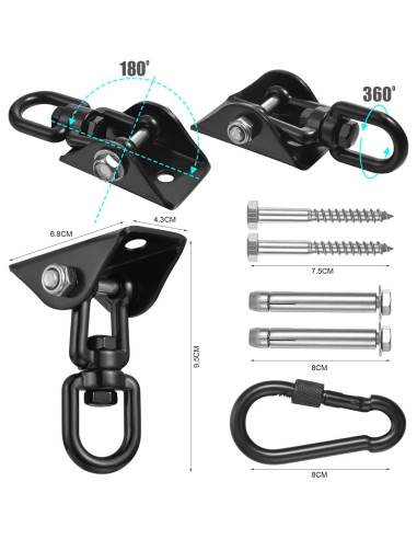 Kit de Colgado de Hamaca JACNITAD Acero Inoxidable 544 kg