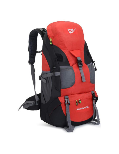 Mochila de Senderismo 50L Impermeable Rojo - Ligera y Espaciosa Mochila de Senderismo 50L Impermeable Rojo - Ligera y Espaciosa