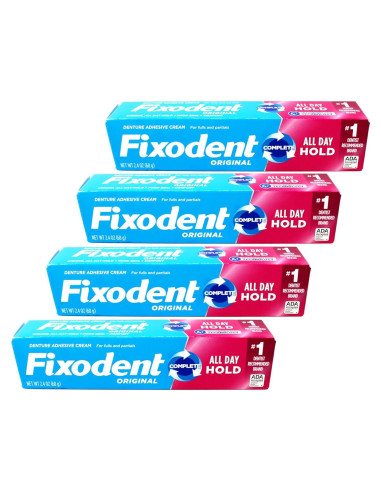 Crema Adhesiva para Dentaduras Fixodent Original 4 Pzas