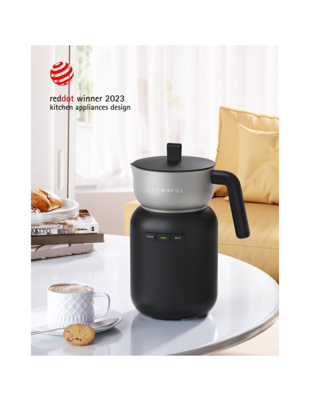 Espumador de Leche CROWNFUL 5-en-1 Eléctrico 560ml Negro Espumador de Leche CROWNFUL 5-en-1 Eléctrico 560ml Negro