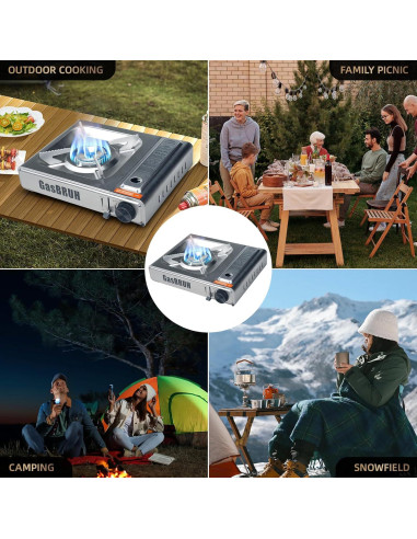 Estufa de Camping GasBRUH 1 Quemador Acero Inoxidable 10000 BTU