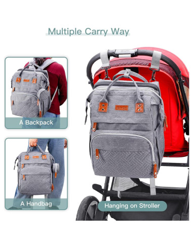 Mochila para Pañales Unisex Gris 25L con Cambiador