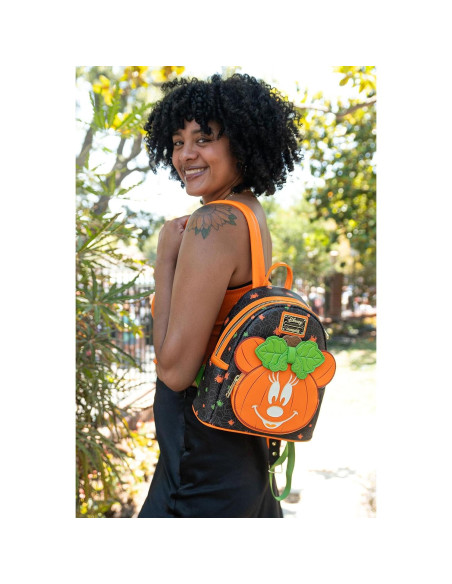 Mochila Mini Loungefly Disney Minnie Mouse Calabaza Brilla Mochila Mini Loungefly Disney Minnie Mouse Calabaza Brilla