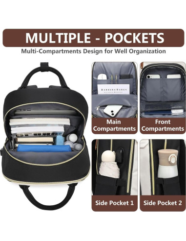 Mochila para Laptop BAGSWAN 15.6" Impermeable USB Beige