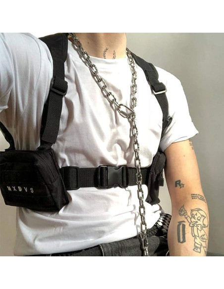 Bolsa de Pecho Unisex Holanew Negra Táctica Ajustable Bolsa de Pecho Unisex Holanew Negra Táctica Ajustable