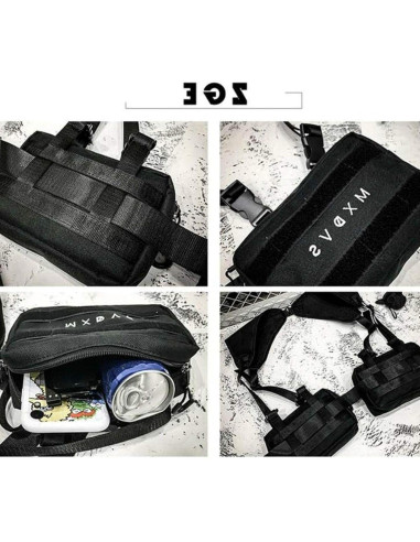Bolsa de Pecho Unisex Holanew Negra Táctica Ajustable