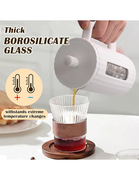 Prensa Francesa TheJze 34 oz Vidrio Borosilicato Blanco Prensa Francesa TheJze 34 oz Vidrio Borosilicato Blanco