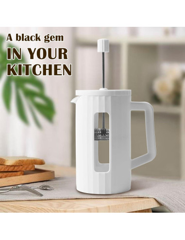 Prensa Francesa TheJze 34 oz Vidrio Borosilicato Blanco