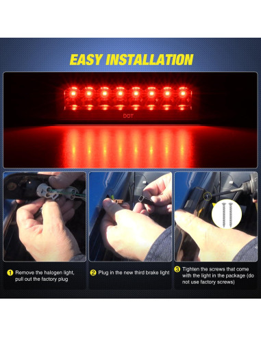 Luz de Tercera Luz de Freno LED Nilight Toyota Tacoma 1995-2016