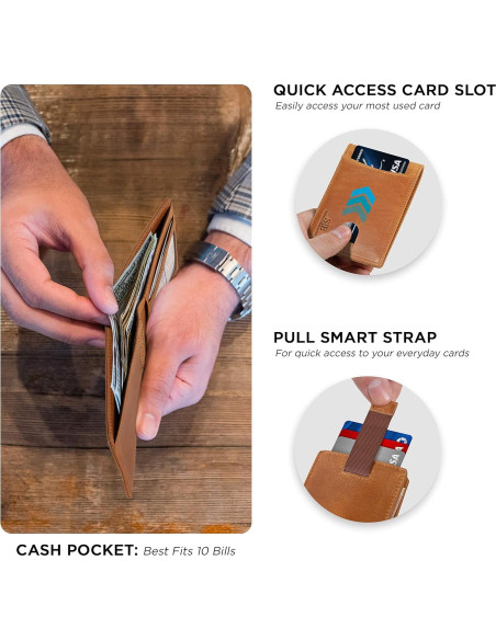 Billetera Bifold de Cuero Genuino Serman Brands con RFID Billetera Bifold de Cuero Genuino Serman Brands con RFID