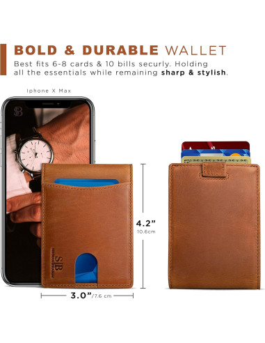 Billetera Bifold de Cuero Genuino Serman Brands con RFID