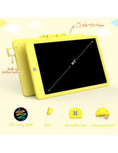Tableta de Escritura LCD BUKEBU 10.5" Amarillo para Niños 2