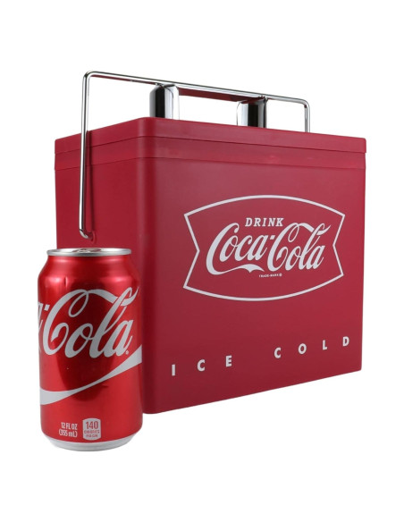 Coca-Cola Mini Enfriador Retro 4L, 6 Latas, Rojo y Plata Coca-Cola Mini Enfriador Retro 4L, 6 Latas, Rojo y Plata
