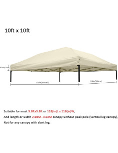Cubierta de Toldo 3x3m Mejreiik Beige Resistente al Agua 2