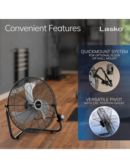 Ventilador de Pared Lasko 2264QM 50.8 cm 3 Velocidades Negro Ventilador de Pared Lasko 2264QM 50.8 cm 3 Velocidades Negro