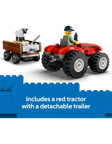 Tractor Rojo de Granja LEGO City con Remolque y Oveja - 116 Piezas