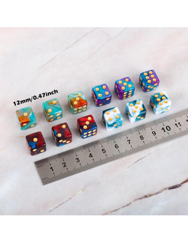 48 Dados Poliedricos D6 12mm Acrílico LAMJAM para Juegos de Mesa