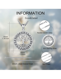 Collar vikingo árbol de la vida plata esterlina 925 DRINSPER 2