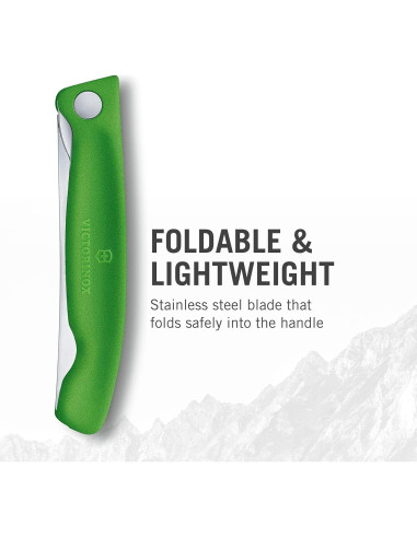 Cuchillo de Pelar Plegable Victorinox 10.9 cm Verde Bisel Serrado