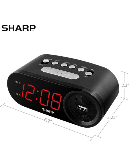 Reloj Despertador Digital SHARP con Carga USB Rápida Reloj Despertador Digital SHARP con Carga USB Rápida
