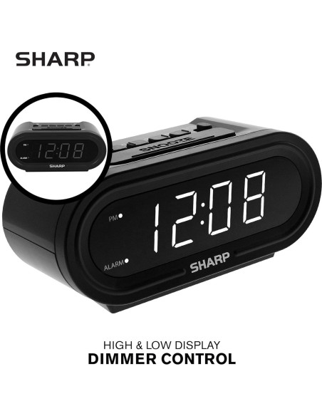 Reloj Despertador Digital SHARP AccuSet Negro 0.29 kg Reloj Despertador Digital SHARP AccuSet Negro 0.29 kg