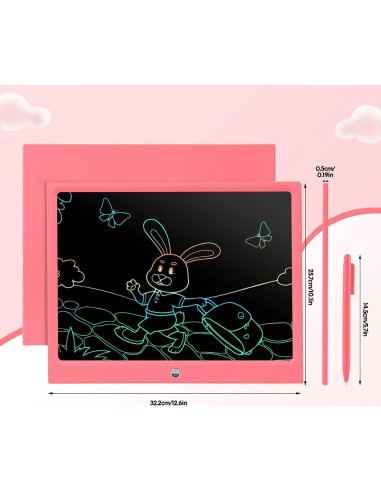 EooCoo Tableta de Escritura LCD 15" Rosa para Niños