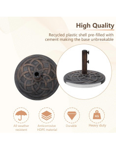 Base Redonda C-Hopetree 12 kg para Sombrilla de Patio Bronce 2