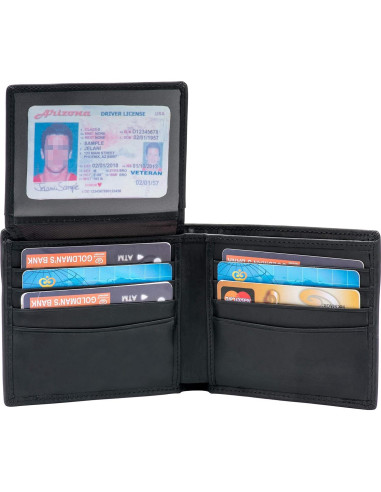 Cartera Bifold POKOFO de Cuero Genuino con Bloqueo RFID