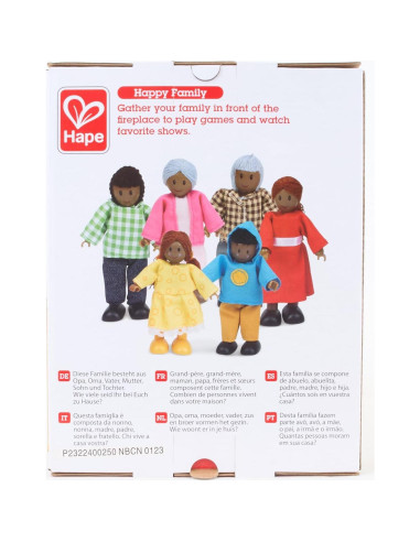 Hape Conjunto de Muñecas Afroamericanas de Madera - 6 Figuras